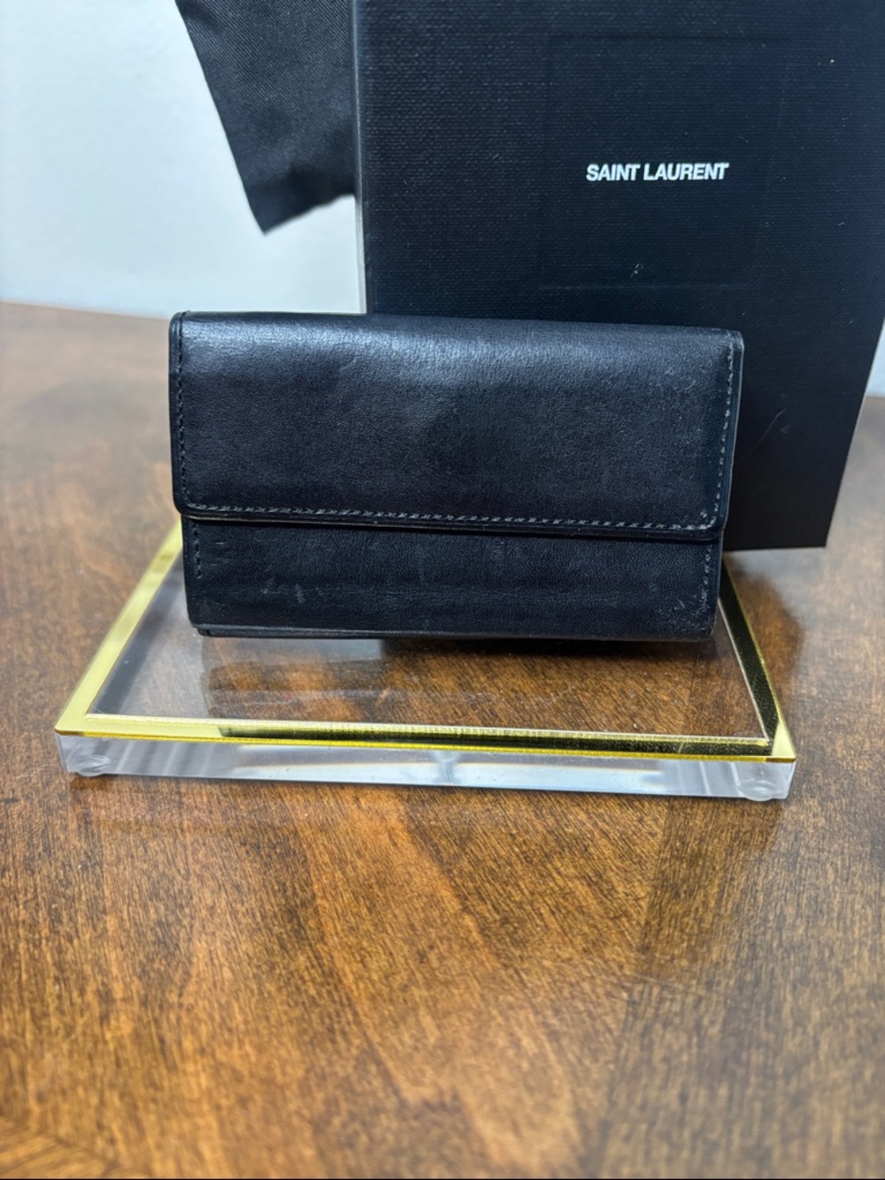 🔥YSL Yves Saint Laurent Black Leather Key & Card Holder Wallet- Full Inclusion - Picture 8 of 16